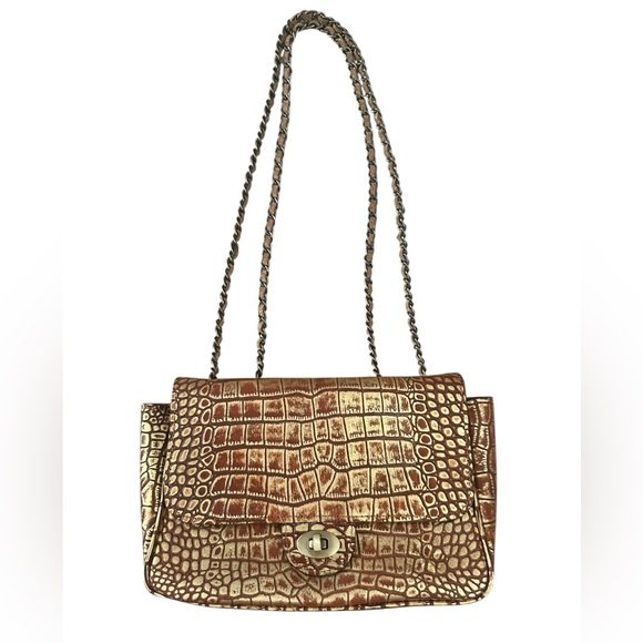 Patricia Nash Handbags - Patricia Nash Textured Brown Leather Clutch Shoulder Bag